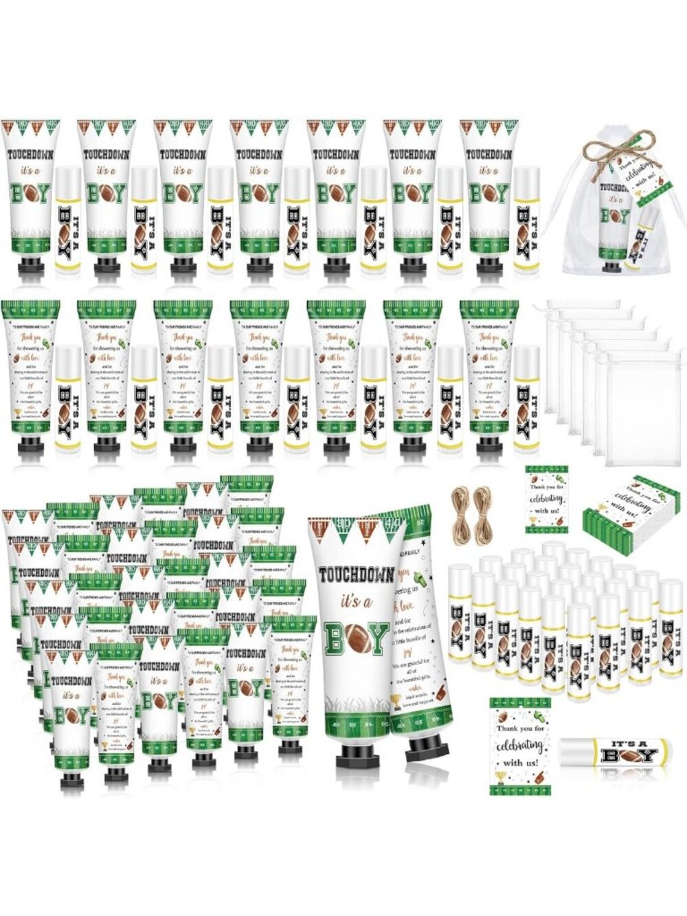50 Sets Football Baby Shower Favors - It's a Boy Celebration Supplies